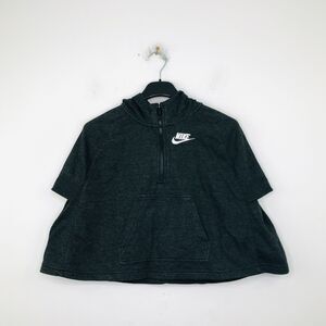 Nike Girl's XS Sweatshirt Gray 1/2 Zip Hooded Short Sleeve Pocket Poncho BG28